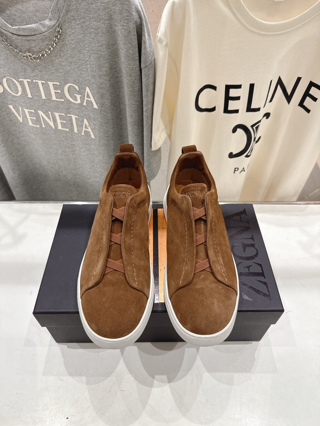 顶级版本 Zegna杰尼亚 2026ss春夏季新品男款奢华一脚蹬小白鞋休闲鞋Triple Stitch 