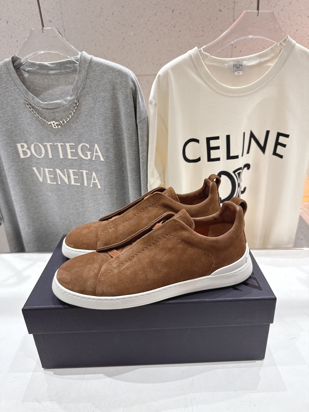 顶级版本 Zegna杰尼亚 2026ss春夏季新品男款奢华一脚蹬小白鞋休闲鞋Triple Stitch 