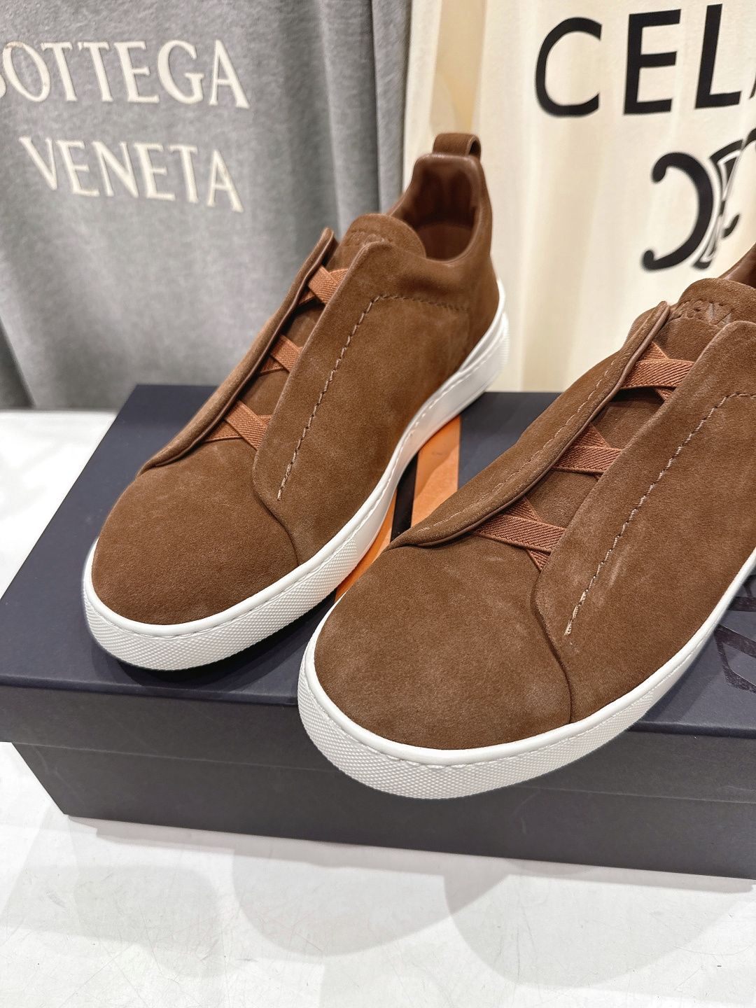 顶级版本 Zegna杰尼亚 2026ss春夏季新品男款奢华一脚蹬小白鞋休闲鞋Triple Stitch 