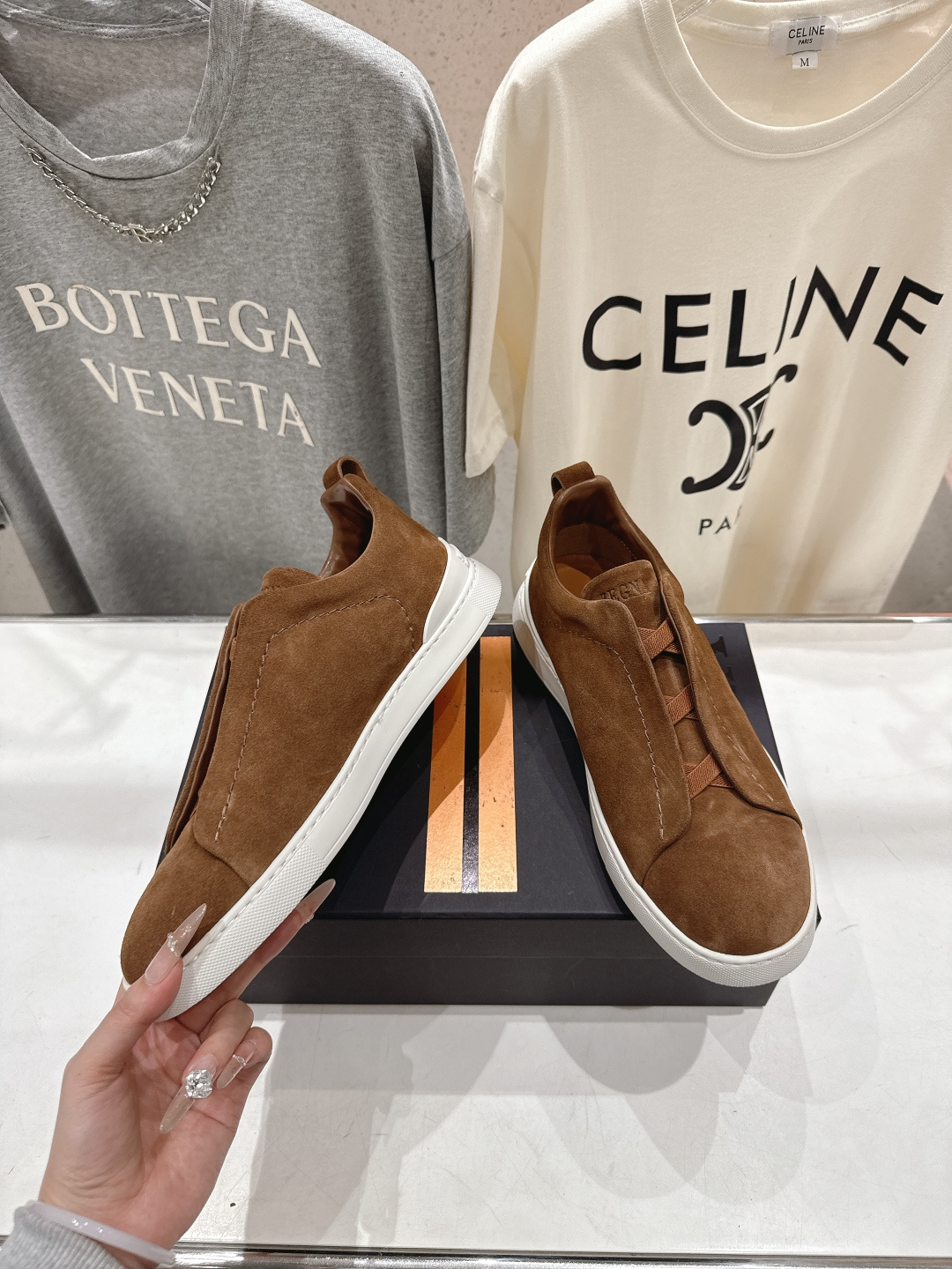 顶级版本 Zegna杰尼亚 2026ss春夏季新品男款奢华一脚蹬小白鞋休闲鞋Triple Stitch 