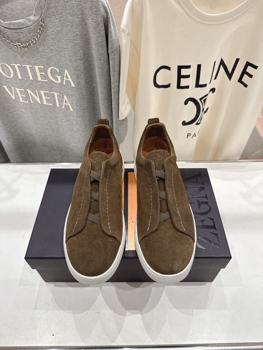 顶级版本 Zegna杰尼亚 2026ss春夏季新品男款奢华一脚蹬小白鞋休闲鞋Triple Stitch 