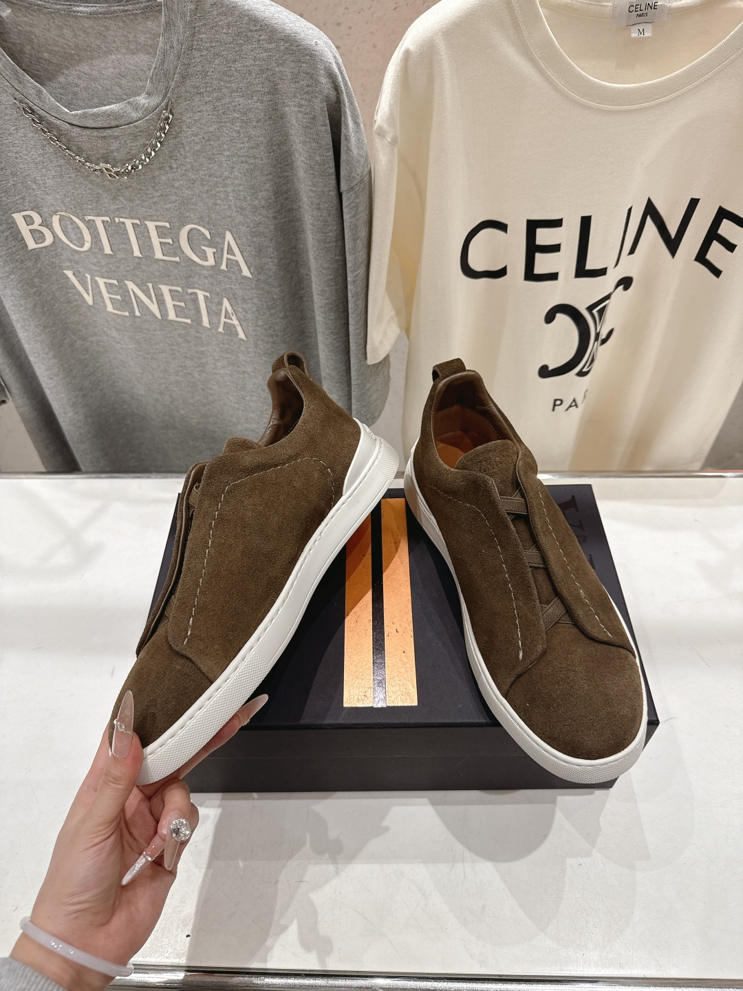 顶级版本 Zegna杰尼亚 2026ss春夏季新品男款奢华一脚蹬小白鞋休闲鞋Triple Stitch 