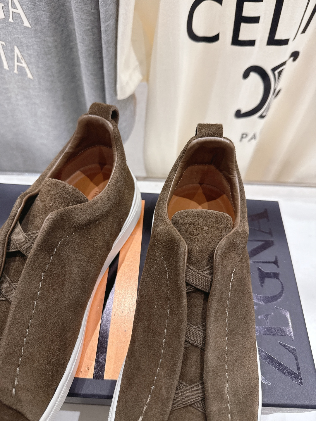 顶级版本 Zegna杰尼亚 2026ss春夏季新品男款奢华一脚蹬小白鞋休闲鞋Triple Stitch 