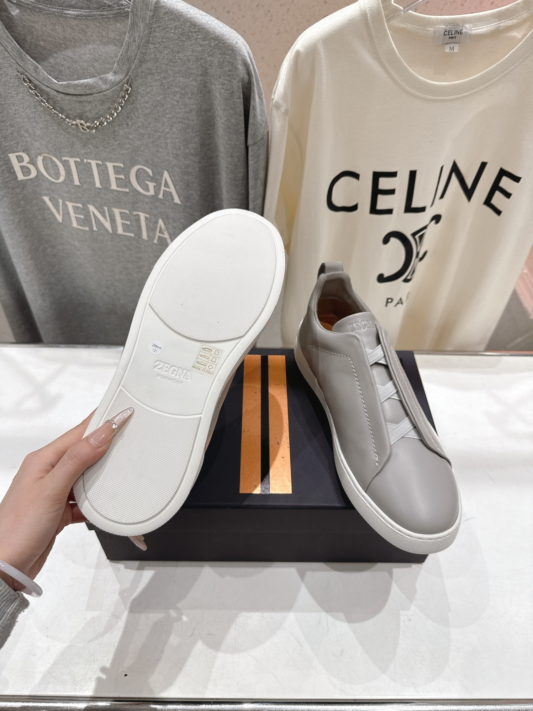 顶级版本 Zegna杰尼亚 2026ss春夏季新品男款奢华一脚蹬小白鞋休闲鞋Triple Stitch 