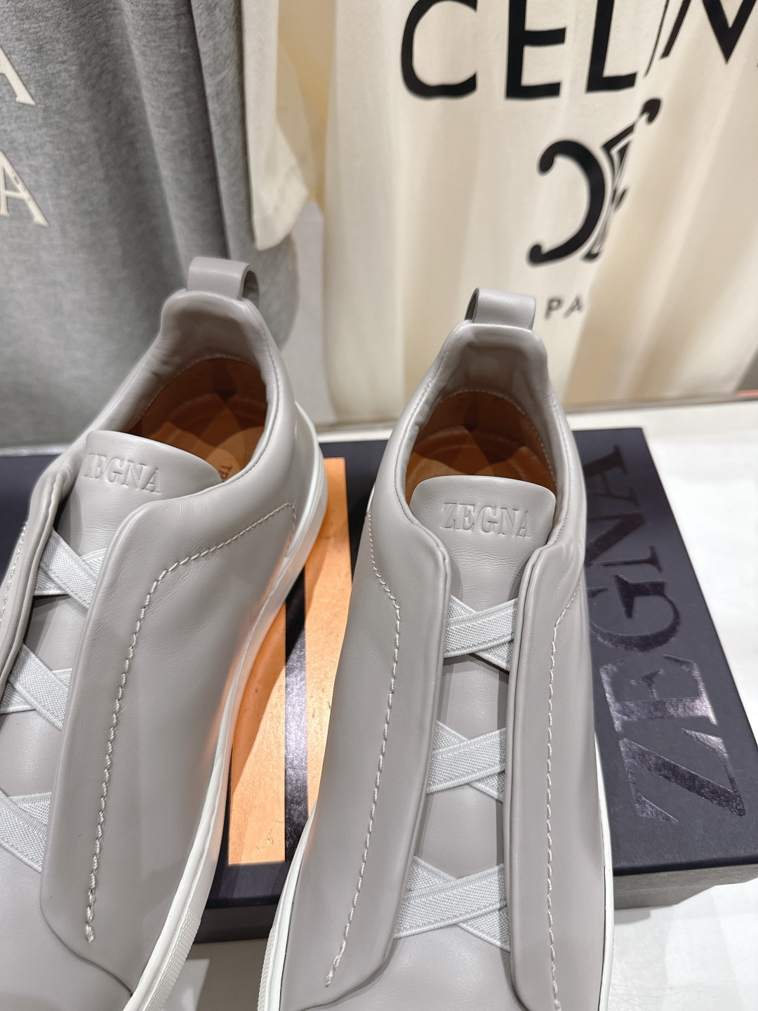 顶级版本 Zegna杰尼亚 2026ss春夏季新品男款奢华一脚蹬小白鞋休闲鞋Triple Stitch 