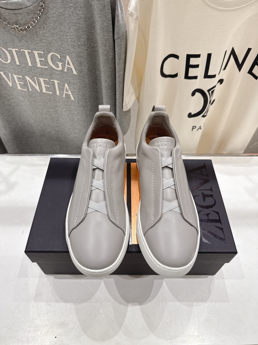 顶级版本 Zegna杰尼亚 2026ss春夏季新品男款奢华一脚蹬小白鞋休闲鞋Triple Stitch 