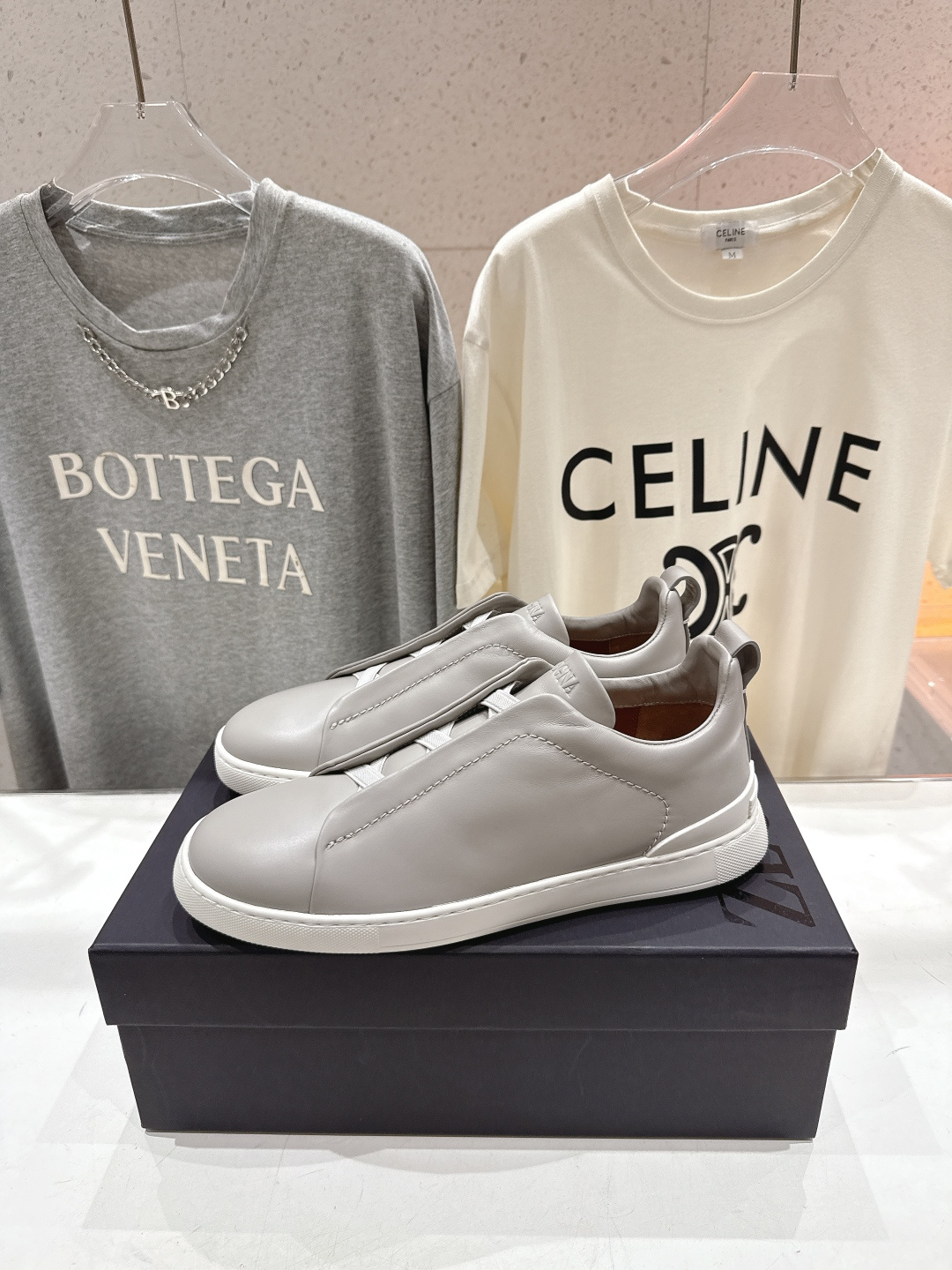 顶级版本 Zegna杰尼亚 2026ss春夏季新品男款奢华一脚蹬小白鞋休闲鞋Triple Stitch 