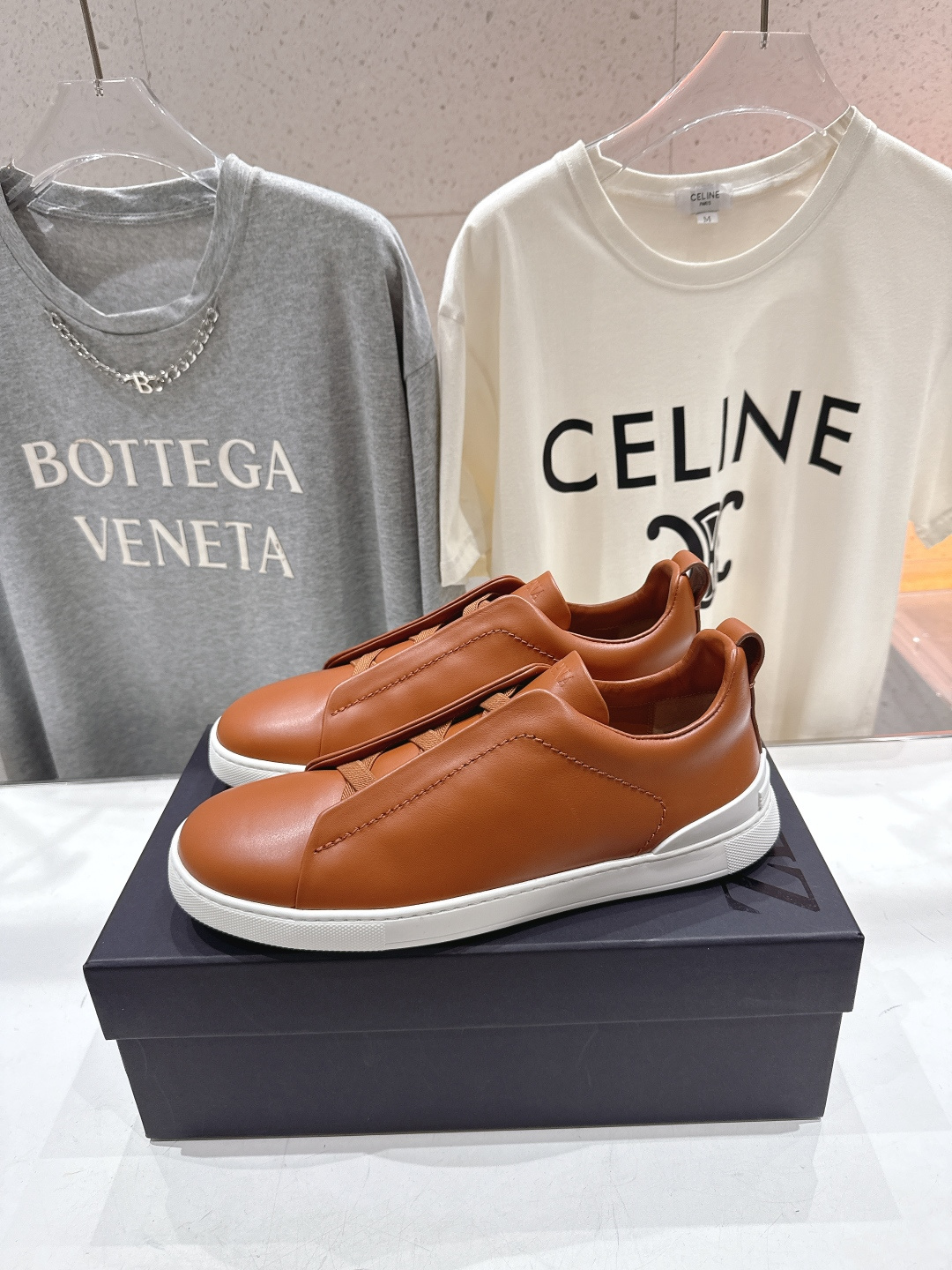 顶级版本 Zegna杰尼亚 2026ss春夏季新品男款奢华一脚蹬小白鞋休闲鞋Triple Stitch 