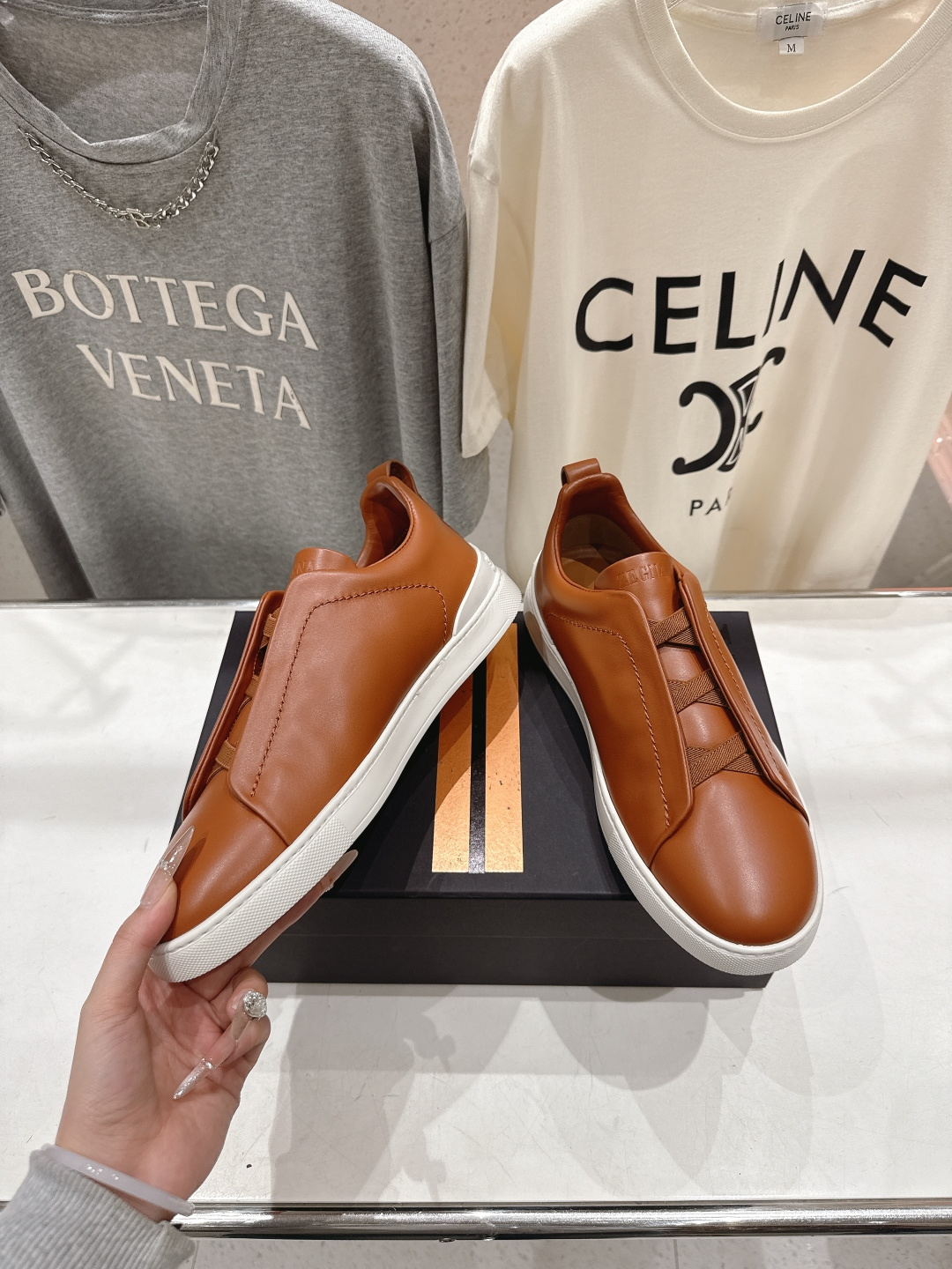 顶级版本 Zegna杰尼亚 2026ss春夏季新品男款奢华一脚蹬小白鞋休闲鞋Triple Stitch 