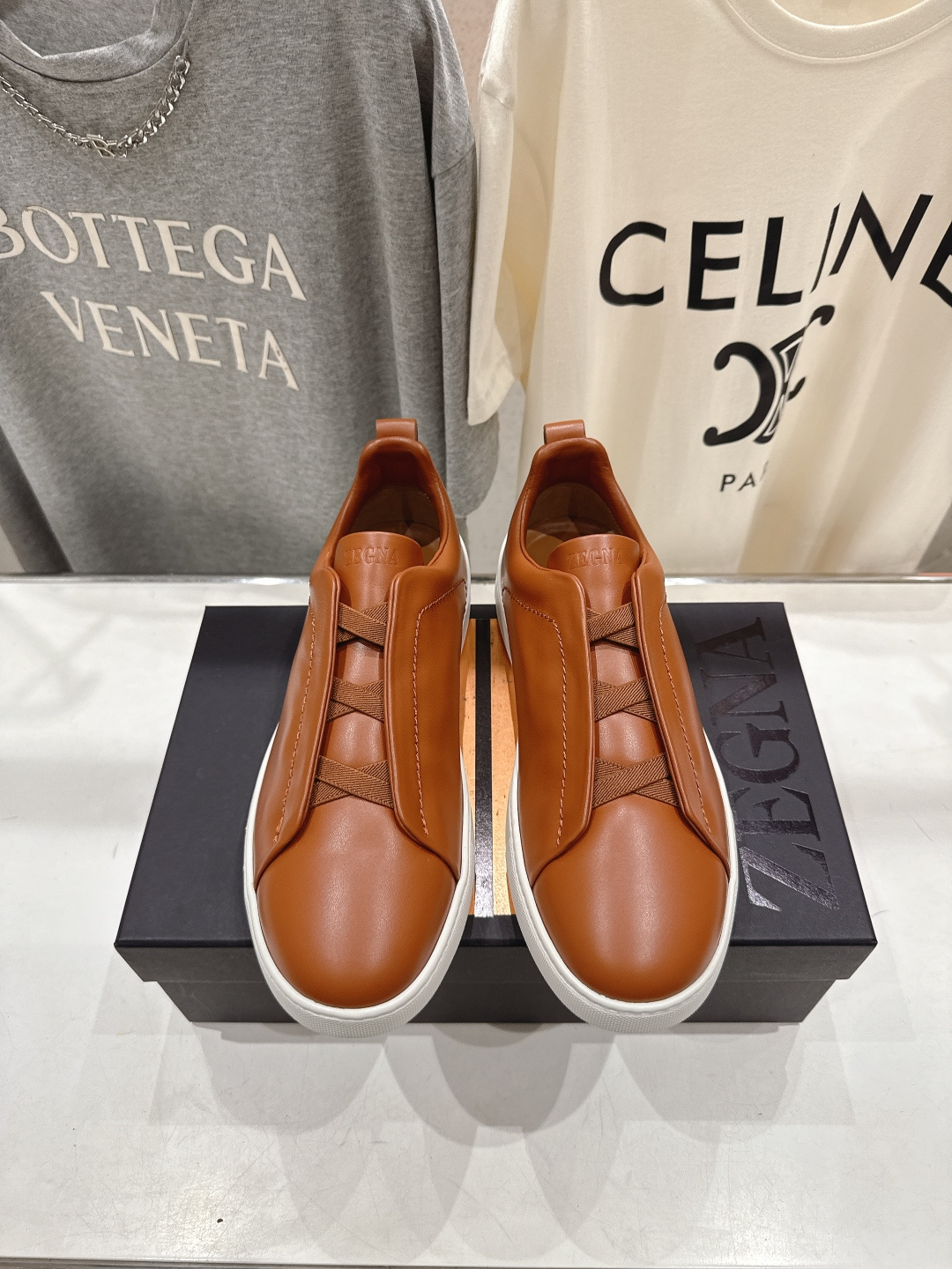 顶级版本 Zegna杰尼亚 2026ss春夏季新品男款奢华一脚蹬小白鞋休闲鞋Triple Stitch 