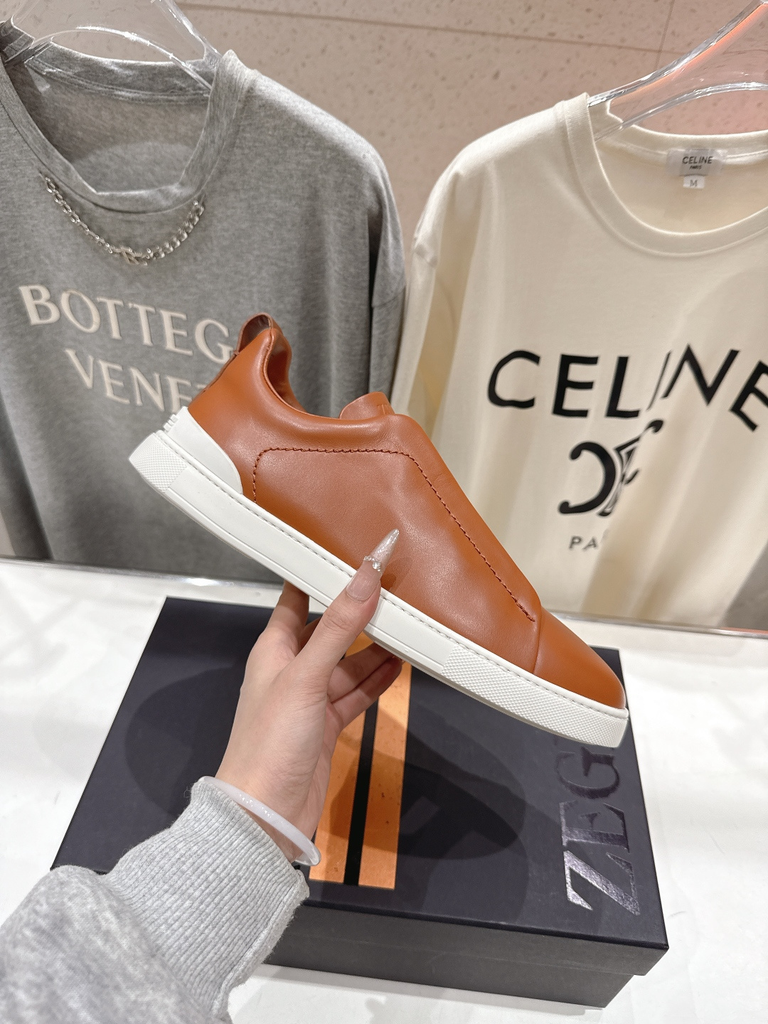 顶级版本 Zegna杰尼亚 2026ss春夏季新品男款奢华一脚蹬小白鞋休闲鞋Triple Stitch 