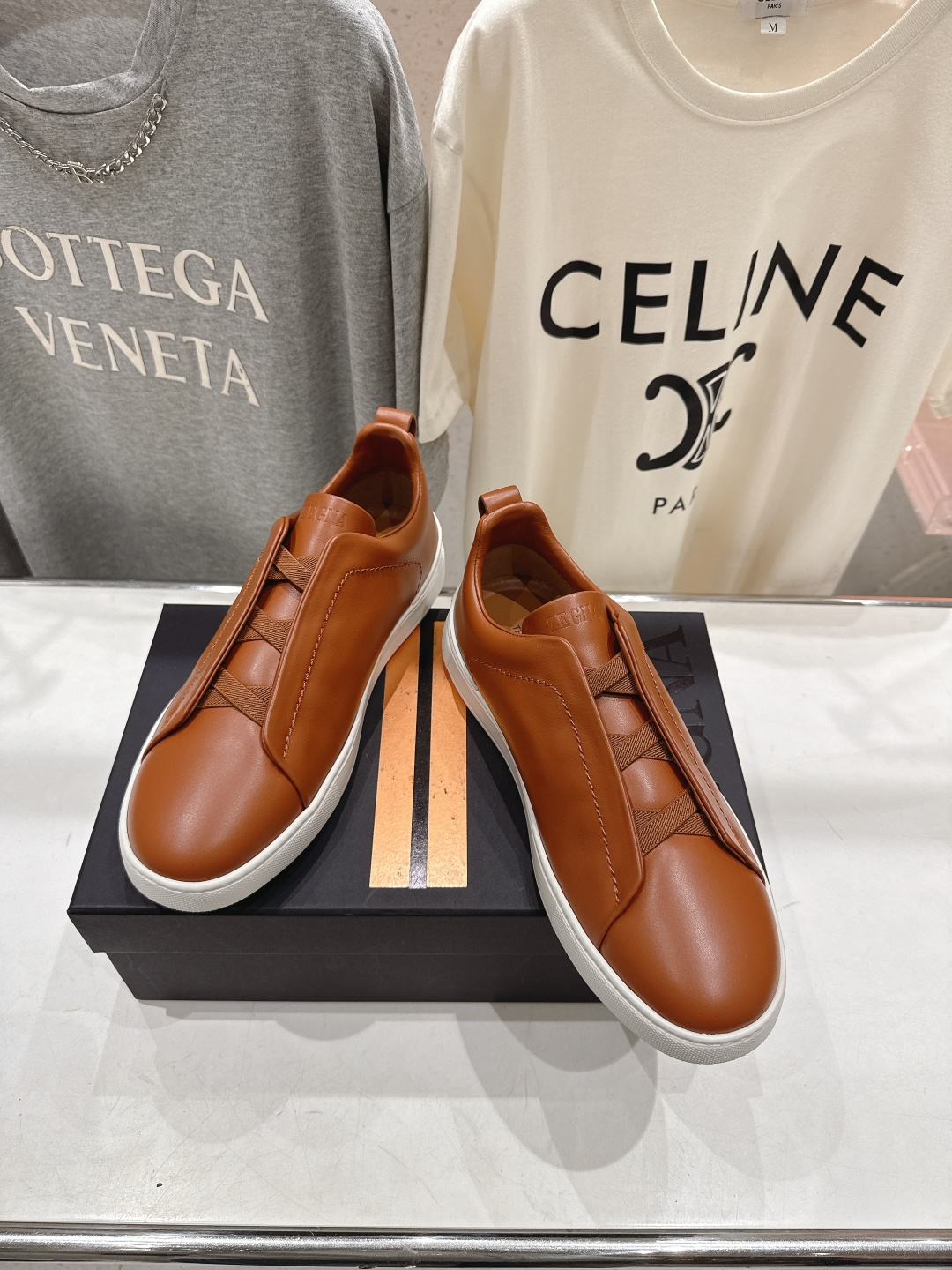 顶级版本 Zegna杰尼亚 2026ss春夏季新品男款奢华一脚蹬小白鞋休闲鞋Triple Stitch 