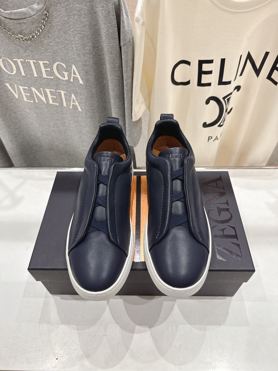 顶级版本 Zegna杰尼亚 2026ss春夏季新品男款奢华一脚蹬小白鞋休闲鞋Triple Stitch 