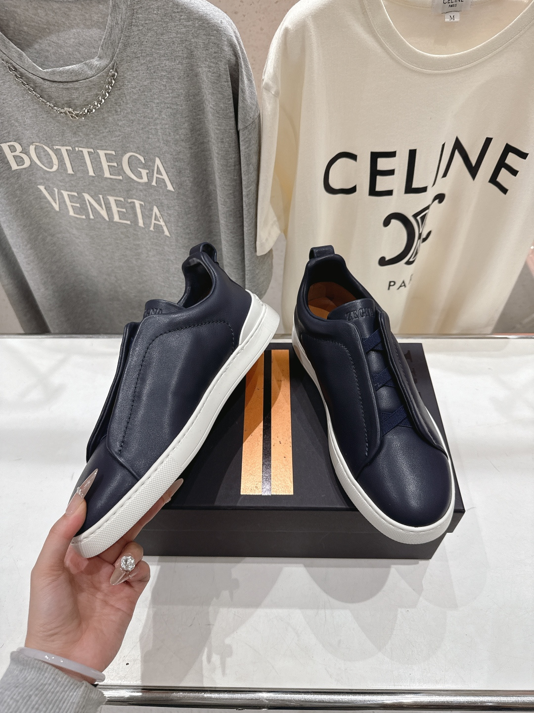 顶级版本 Zegna杰尼亚 2026ss春夏季新品男款奢华一脚蹬小白鞋休闲鞋Triple Stitch 