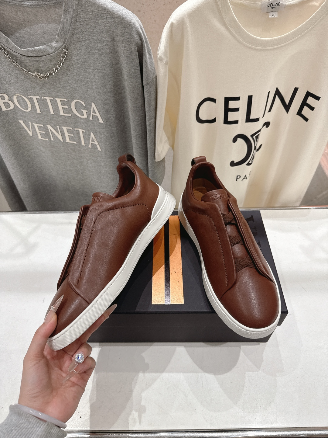 顶级版本 Zegna杰尼亚 2026ss春夏季新品男款奢华一脚蹬小白鞋休闲鞋Triple Stitch 