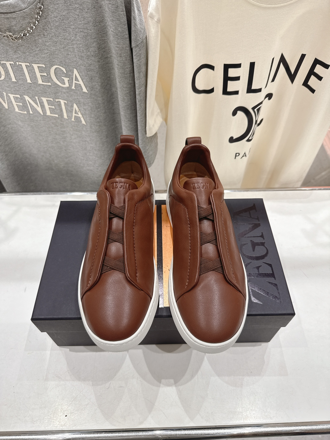 顶级版本 Zegna杰尼亚 2026ss春夏季新品男款奢华一脚蹬小白鞋休闲鞋Triple Stitch 