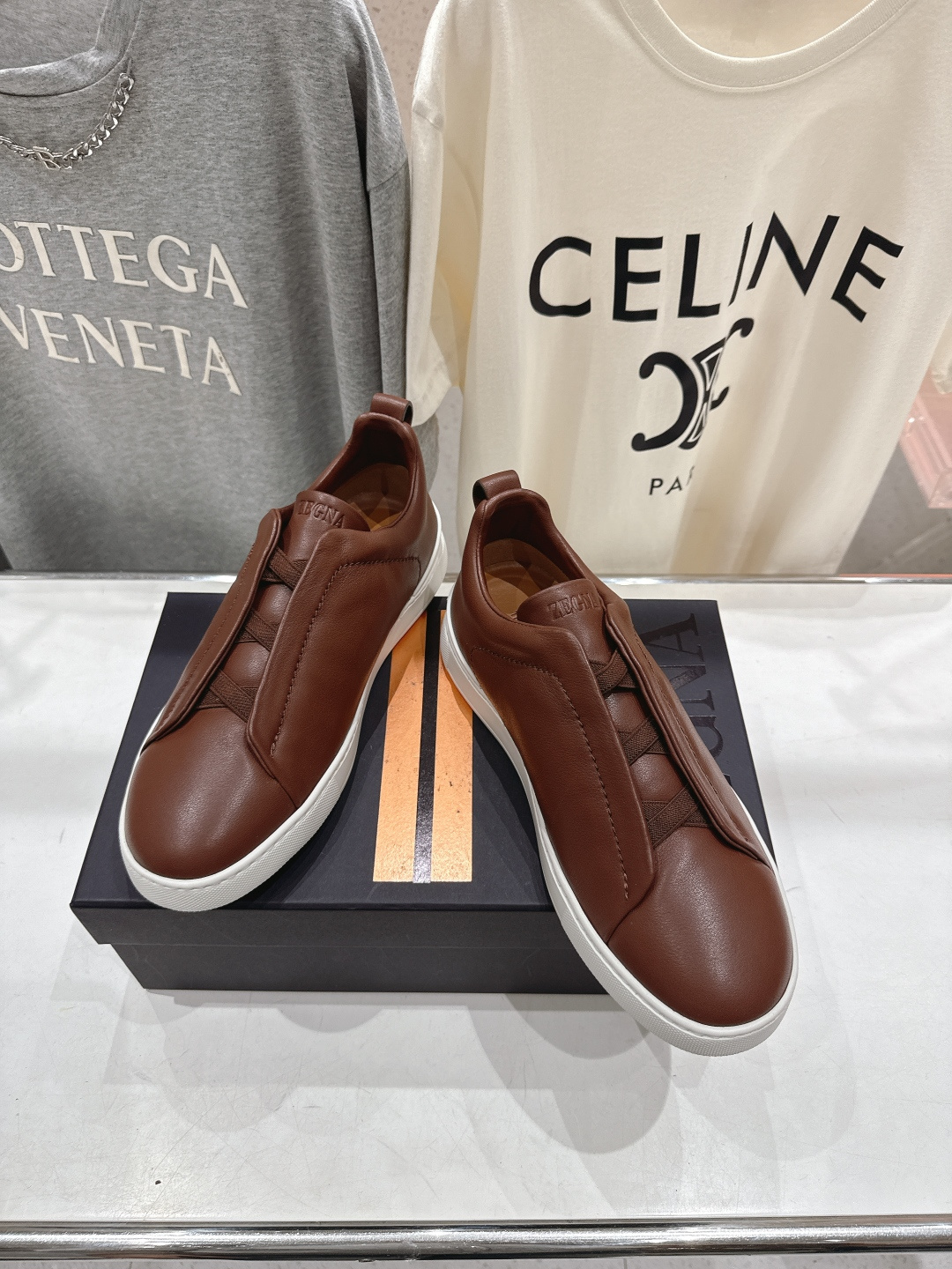 顶级版本 Zegna杰尼亚 2026ss春夏季新品男款奢华一脚蹬小白鞋休闲鞋Triple Stitch 