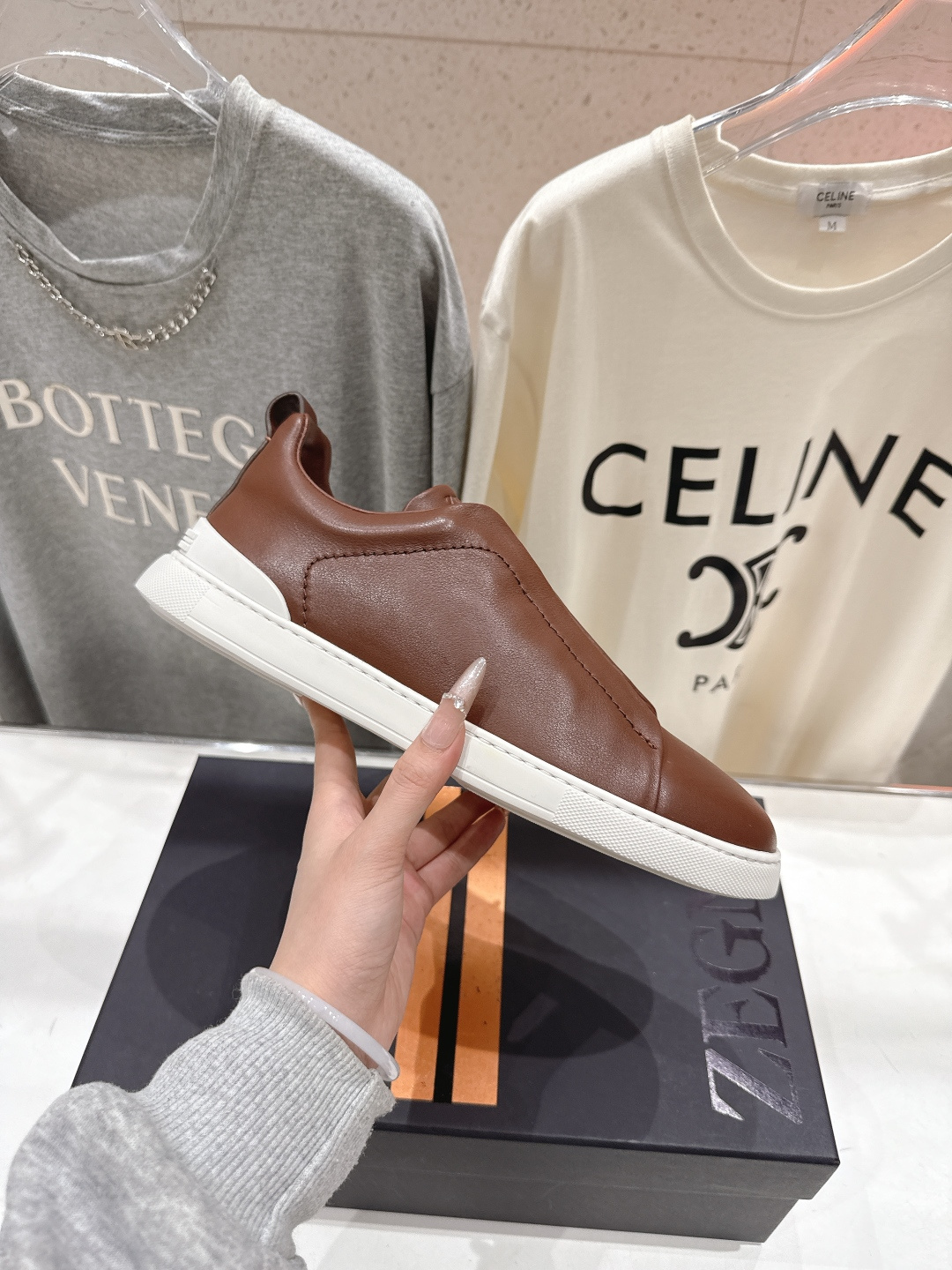 顶级版本 Zegna杰尼亚 2026ss春夏季新品男款奢华一脚蹬小白鞋休闲鞋Triple Stitch 