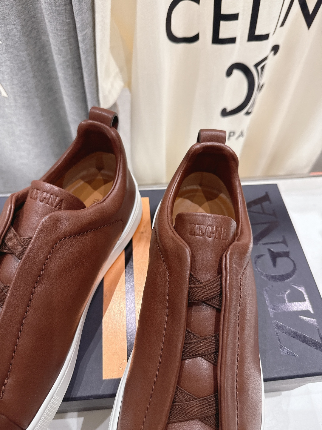 顶级版本 Zegna杰尼亚 2026ss春夏季新品男款奢华一脚蹬小白鞋休闲鞋Triple Stitch 