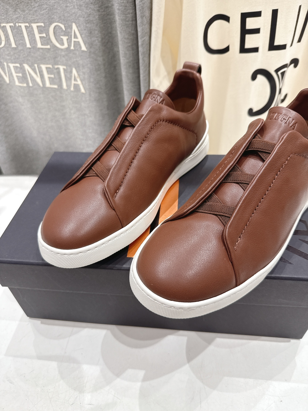 顶级版本 Zegna杰尼亚 2026ss春夏季新品男款奢华一脚蹬小白鞋休闲鞋Triple Stitch 