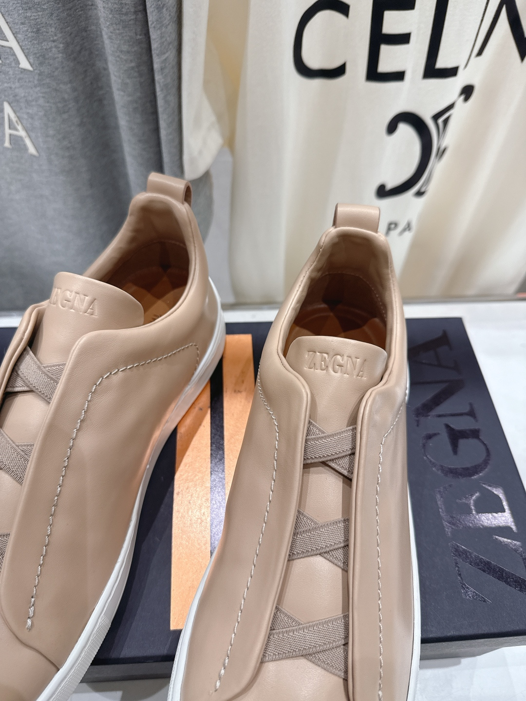 顶级版本 Zegna杰尼亚 2026ss春夏季新品男款奢华一脚蹬小白鞋休闲鞋Triple Stitch 