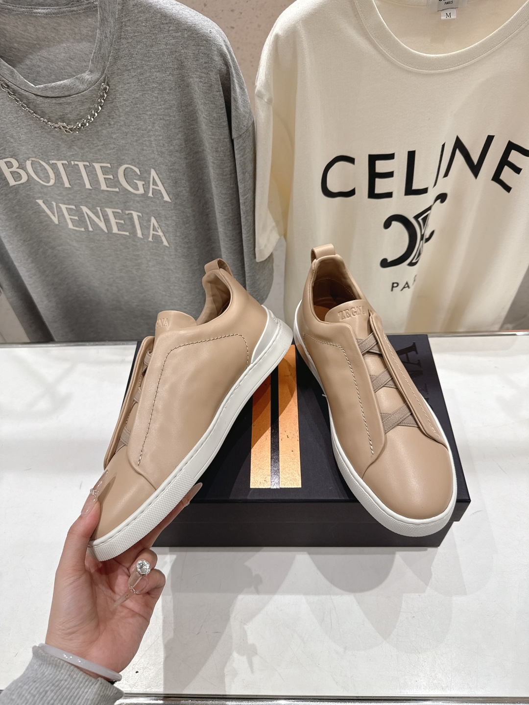 顶级版本 Zegna杰尼亚 2026ss春夏季新品男款奢华一脚蹬小白鞋休闲鞋Triple Stitch 