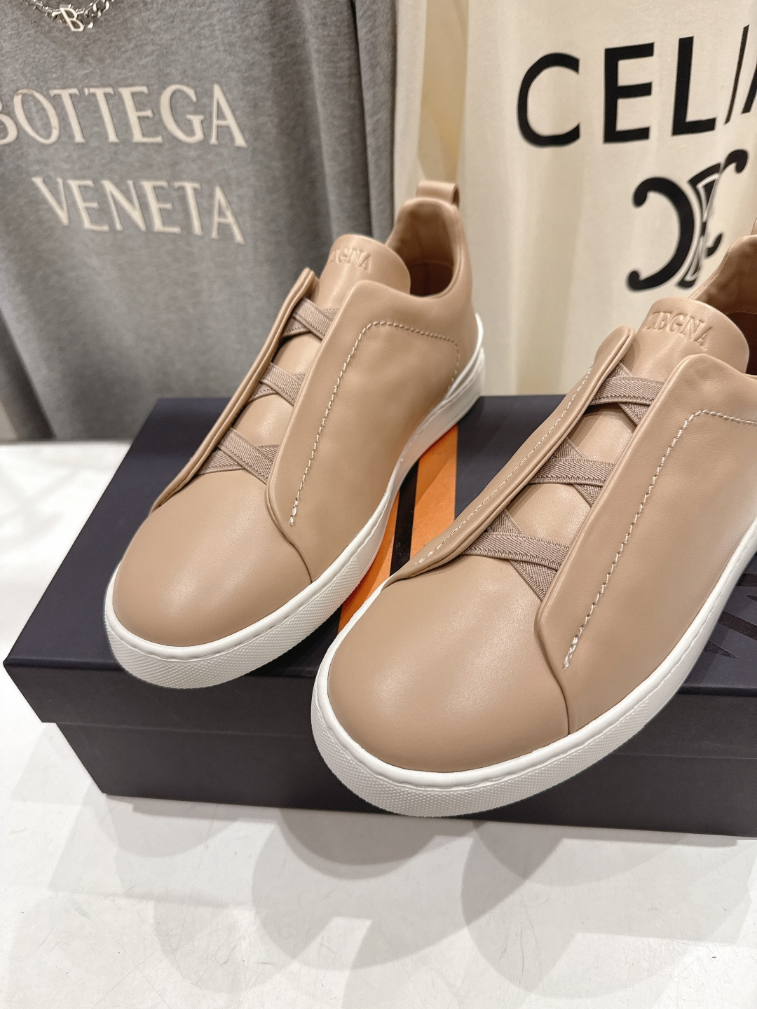 顶级版本 Zegna杰尼亚 2026ss春夏季新品男款奢华一脚蹬小白鞋休闲鞋Triple Stitch 