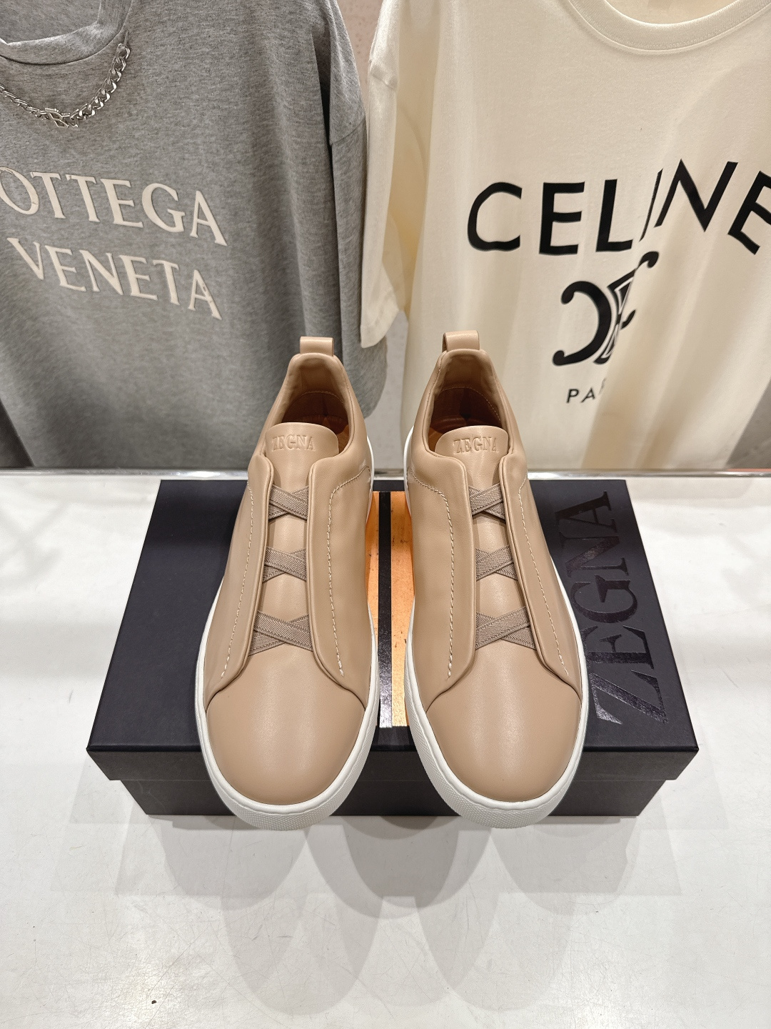 顶级版本 Zegna杰尼亚 2026ss春夏季新品男款奢华一脚蹬小白鞋休闲鞋Triple Stitch 