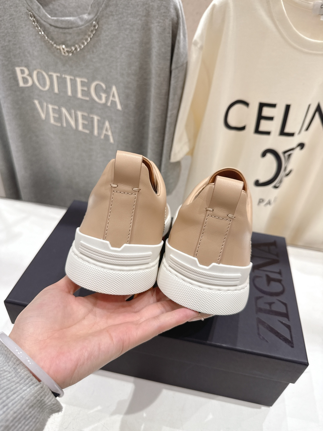 顶级版本 Zegna杰尼亚 2026ss春夏季新品男款奢华一脚蹬小白鞋休闲鞋Triple Stitch 