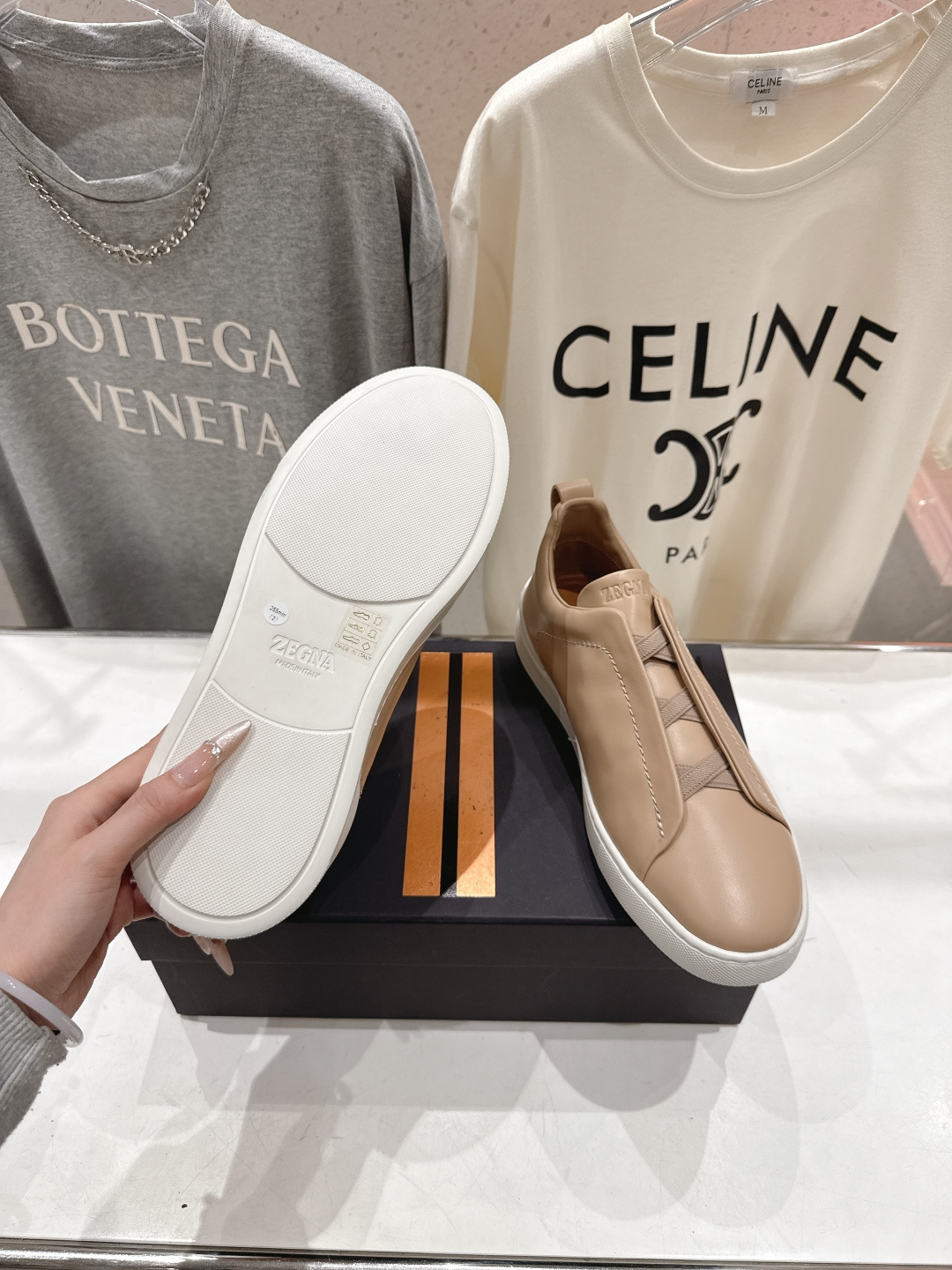 顶级版本 Zegna杰尼亚 2026ss春夏季新品男款奢华一脚蹬小白鞋休闲鞋Triple Stitch 