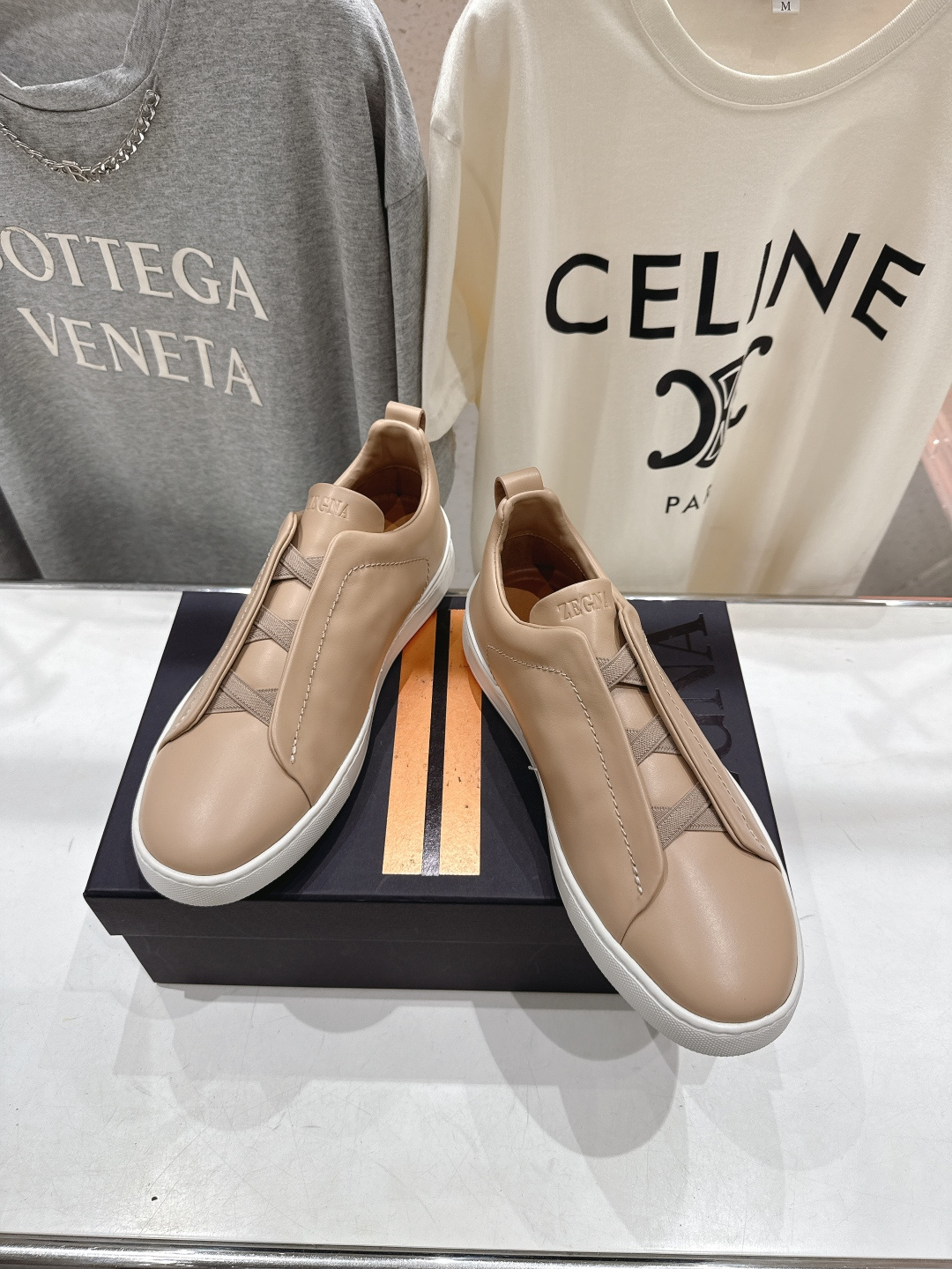 顶级版本 Zegna杰尼亚 2026ss春夏季新品男款奢华一脚蹬小白鞋休闲鞋Triple Stitch 