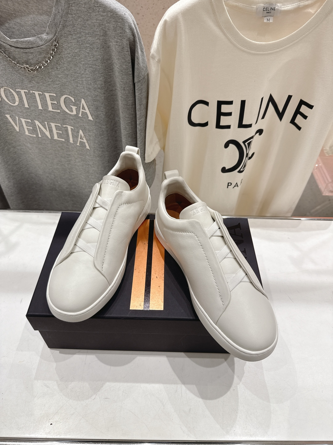 顶级版本 Zegna杰尼亚 2026ss春夏季新品男款奢华一脚蹬小白鞋休闲鞋Triple Stitch 