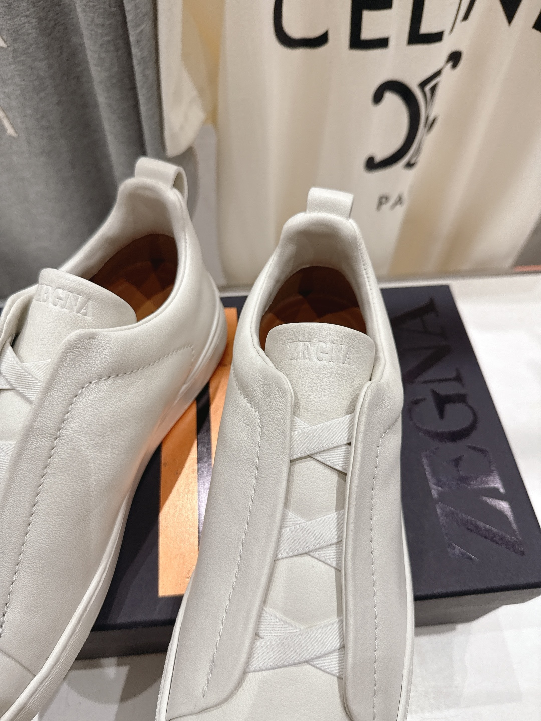 顶级版本 Zegna杰尼亚 2026ss春夏季新品男款奢华一脚蹬小白鞋休闲鞋Triple Stitch 