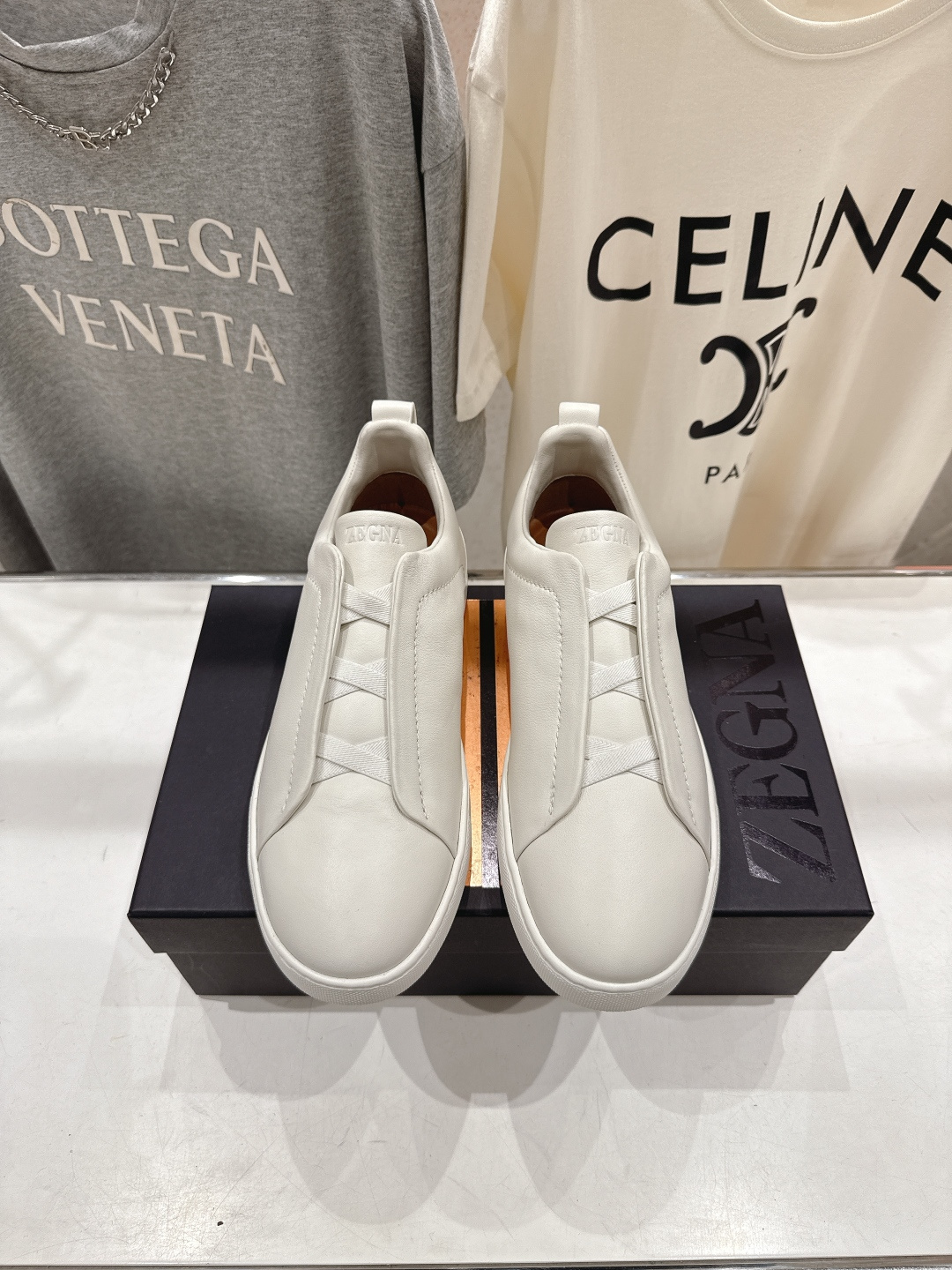 顶级版本 Zegna杰尼亚 2026ss春夏季新品男款奢华一脚蹬小白鞋休闲鞋Triple Stitch 