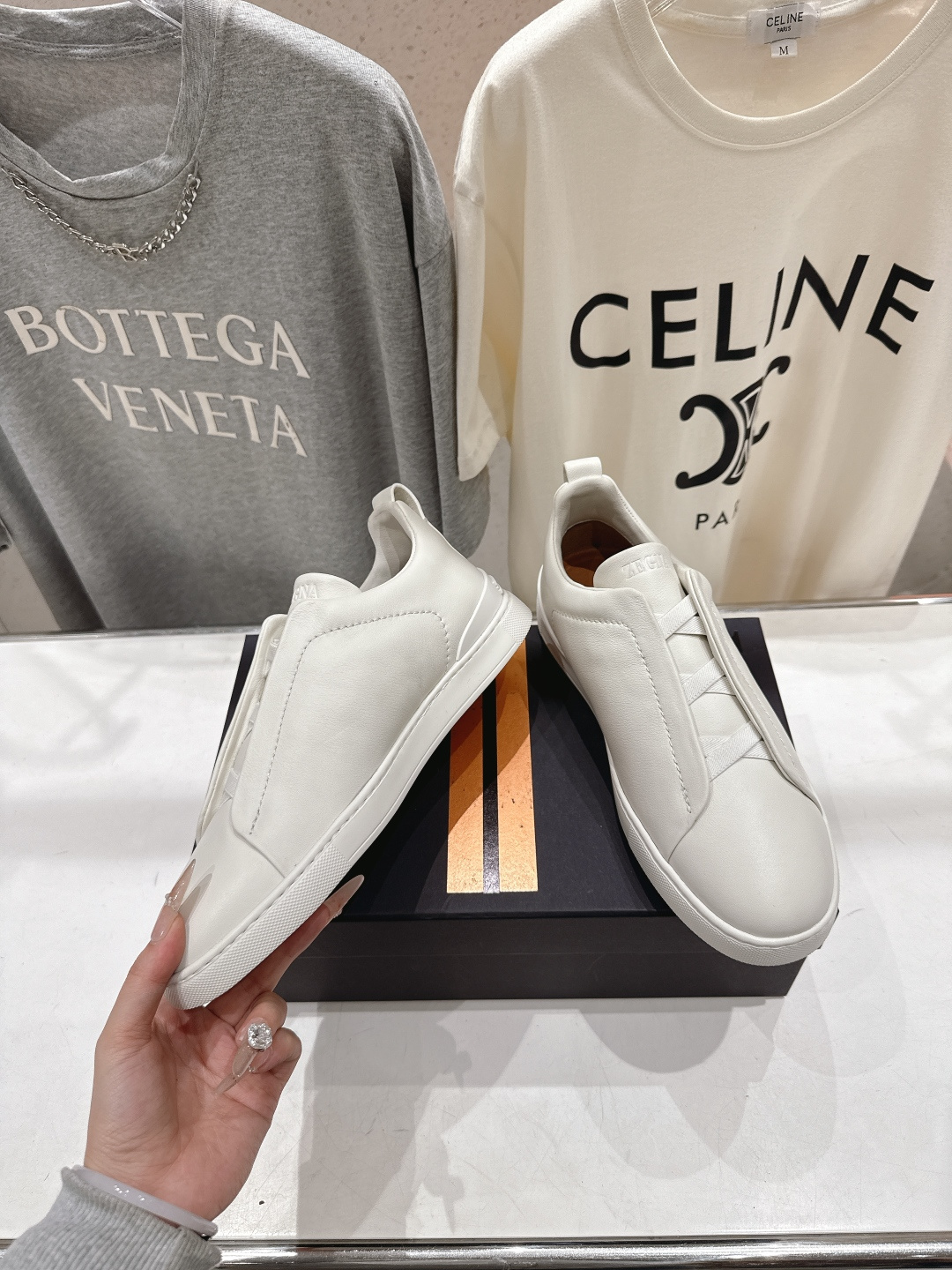 顶级版本 Zegna杰尼亚 2026ss春夏季新品男款奢华一脚蹬小白鞋休闲鞋Triple Stitch 