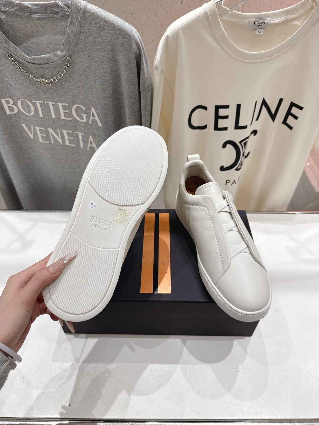 顶级版本 Zegna杰尼亚 2026ss春夏季新品男款奢华一脚蹬小白鞋休闲鞋Triple Stitch 