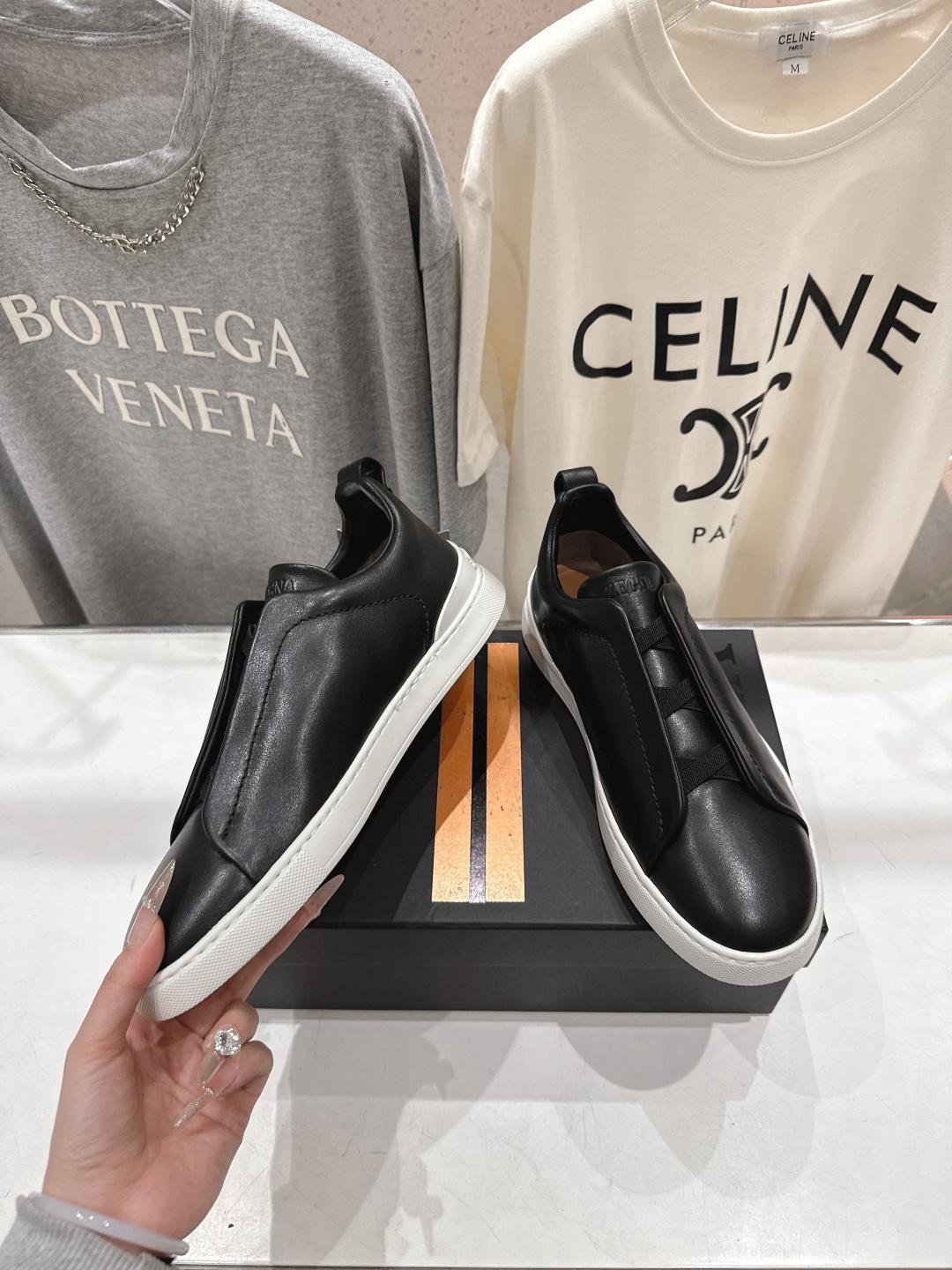 顶级版本 Zegna杰尼亚 2026ss春夏季新品男款奢华一脚蹬小白鞋休闲鞋Triple Stitch 