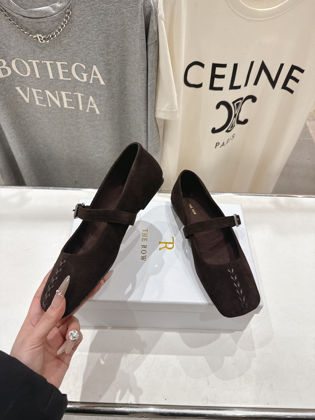 高版本出厂 the row 2026ss春夏走秀爆款小方头平底鞋玛丽珍休闲鞋单鞋非常舒服的平底鞋，极简设