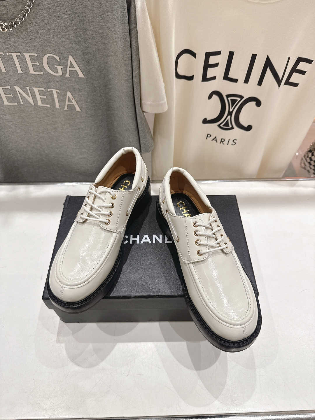 高版本出厂 Chanel* 香奈儿F032 小香2026ss春夏新款厚底系带乐福鞋单鞋小皮鞋原版1:1打