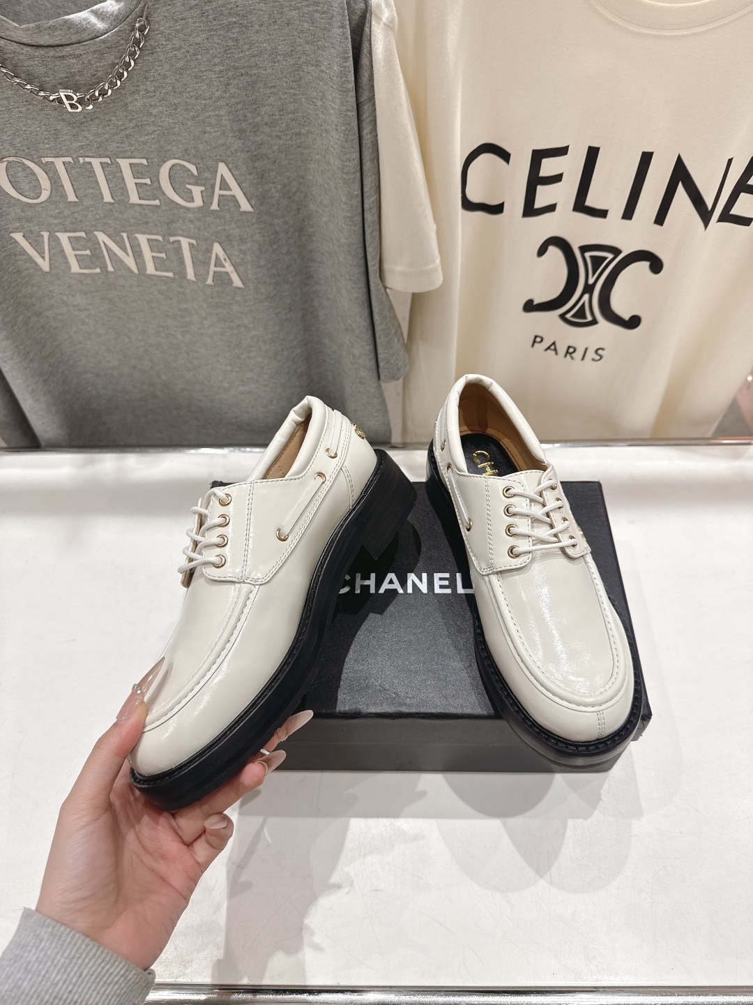 高版本出厂 Chanel* 香奈儿F032 小香2026ss春夏新款厚底系带乐福鞋单鞋小皮鞋原版1:1打