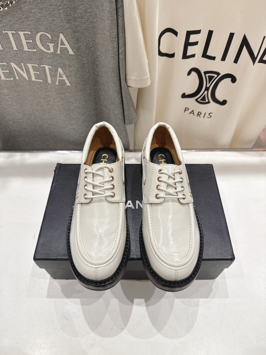 高版本出厂 Chanel* 香奈儿F032 小香2026ss春夏新款厚底系带乐福鞋单鞋小皮鞋原版1:1打