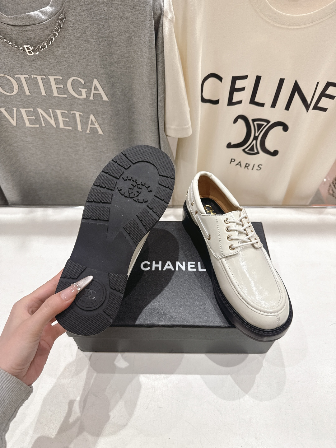 高版本出厂 Chanel* 香奈儿F032 小香2026ss春夏新款厚底系带乐福鞋单鞋小皮鞋原版1:1打