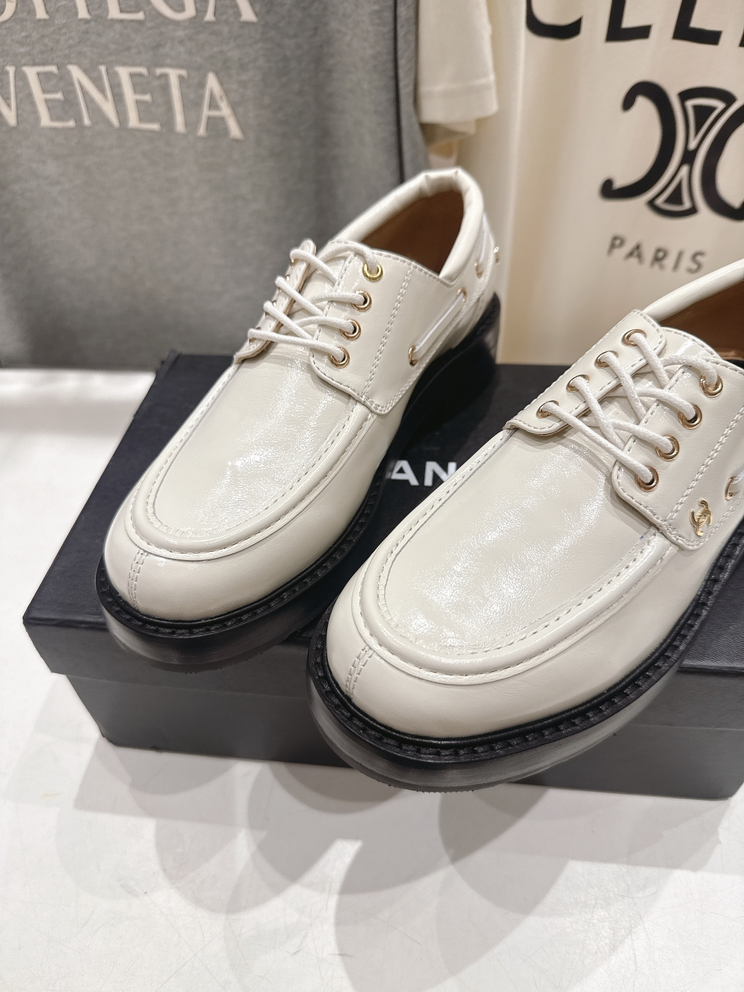 高版本出厂 Chanel* 香奈儿F032 小香2026ss春夏新款厚底系带乐福鞋单鞋小皮鞋原版1:1打