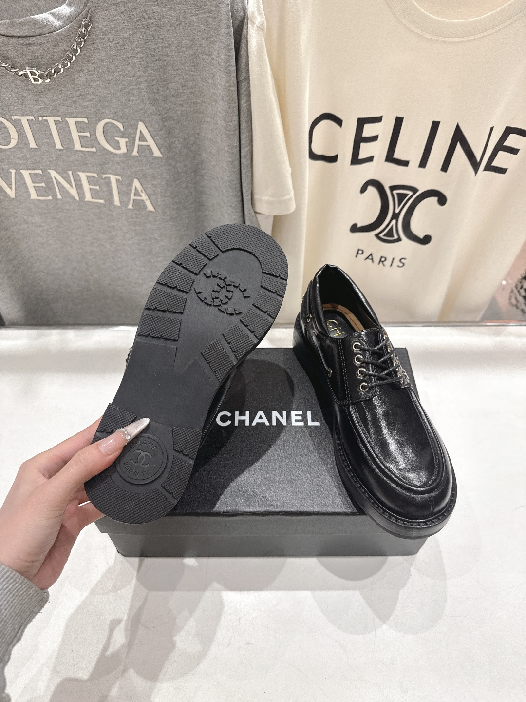 高版本出厂 Chanel* 香奈儿F032 小香2026ss春夏新款厚底系带乐福鞋单鞋小皮鞋原版1:1打