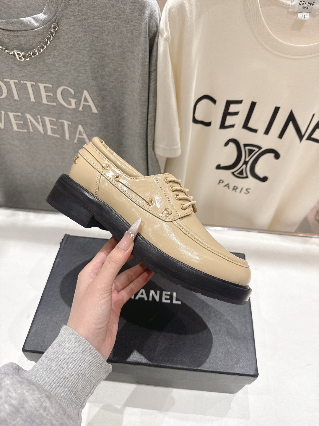 高版本出厂 Chanel* 香奈儿F032 小香2026ss春夏新款厚底系带乐福鞋单鞋小皮鞋原版1:1打