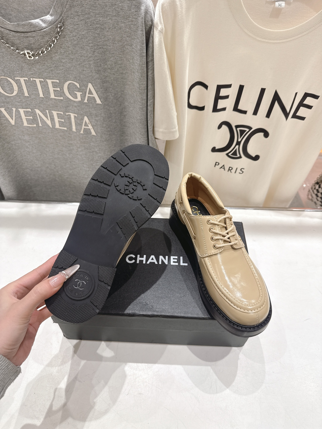 高版本出厂 Chanel* 香奈儿F032 小香2026ss春夏新款厚底系带乐福鞋单鞋小皮鞋原版1:1打