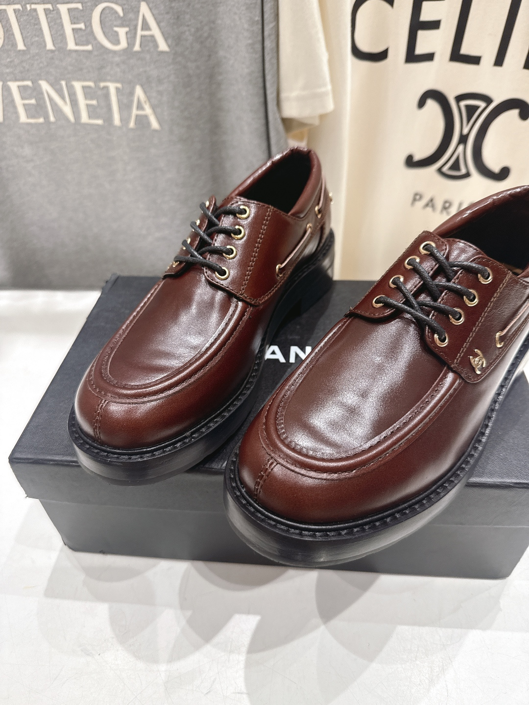 高版本出厂 Chanel* 香奈儿F032 小香2026ss春夏新款厚底系带乐福鞋单鞋小皮鞋原版1:1打