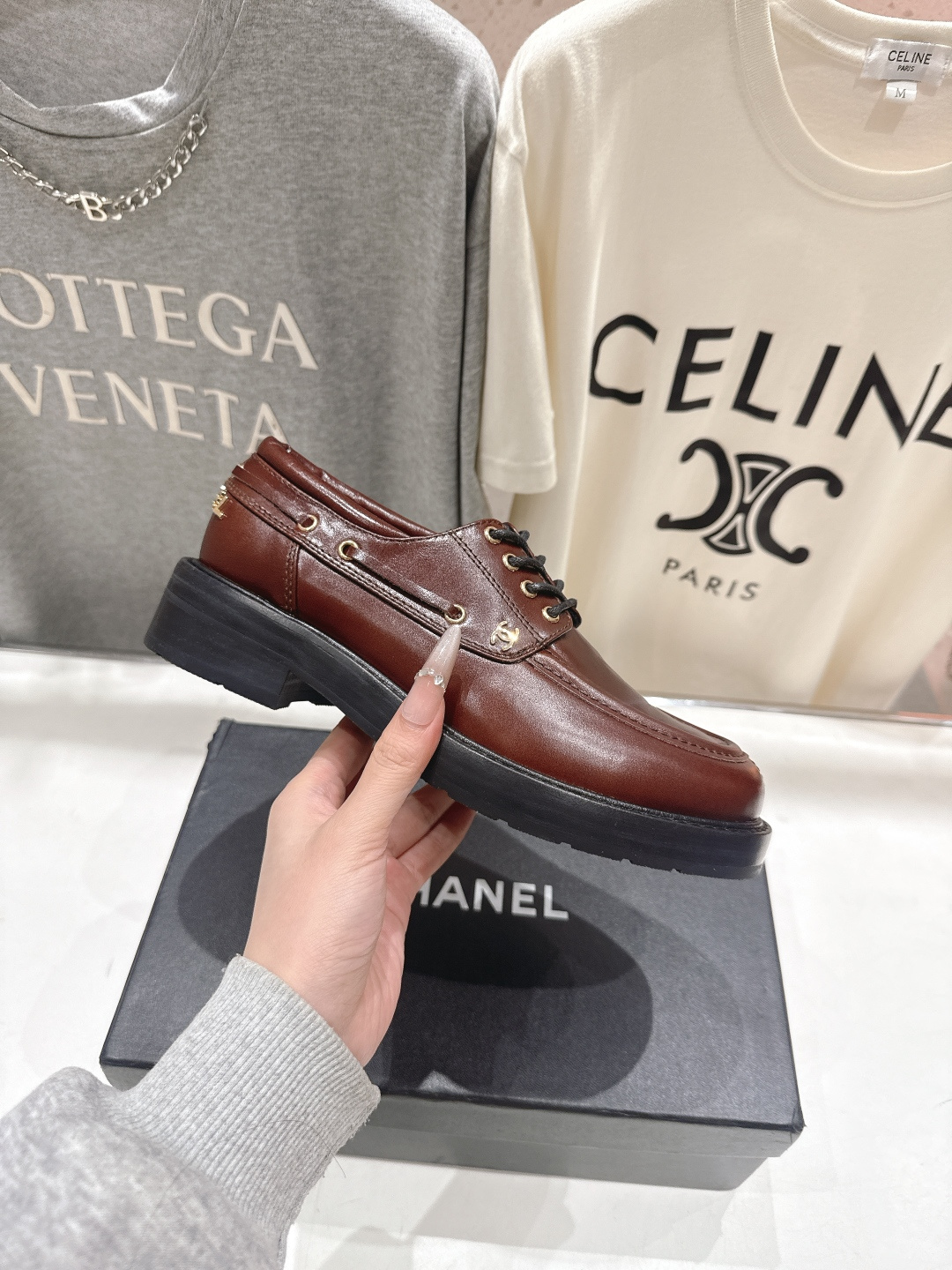 高版本出厂 Chanel* 香奈儿F032 小香2026ss春夏新款厚底系带乐福鞋单鞋小皮鞋原版1:1打