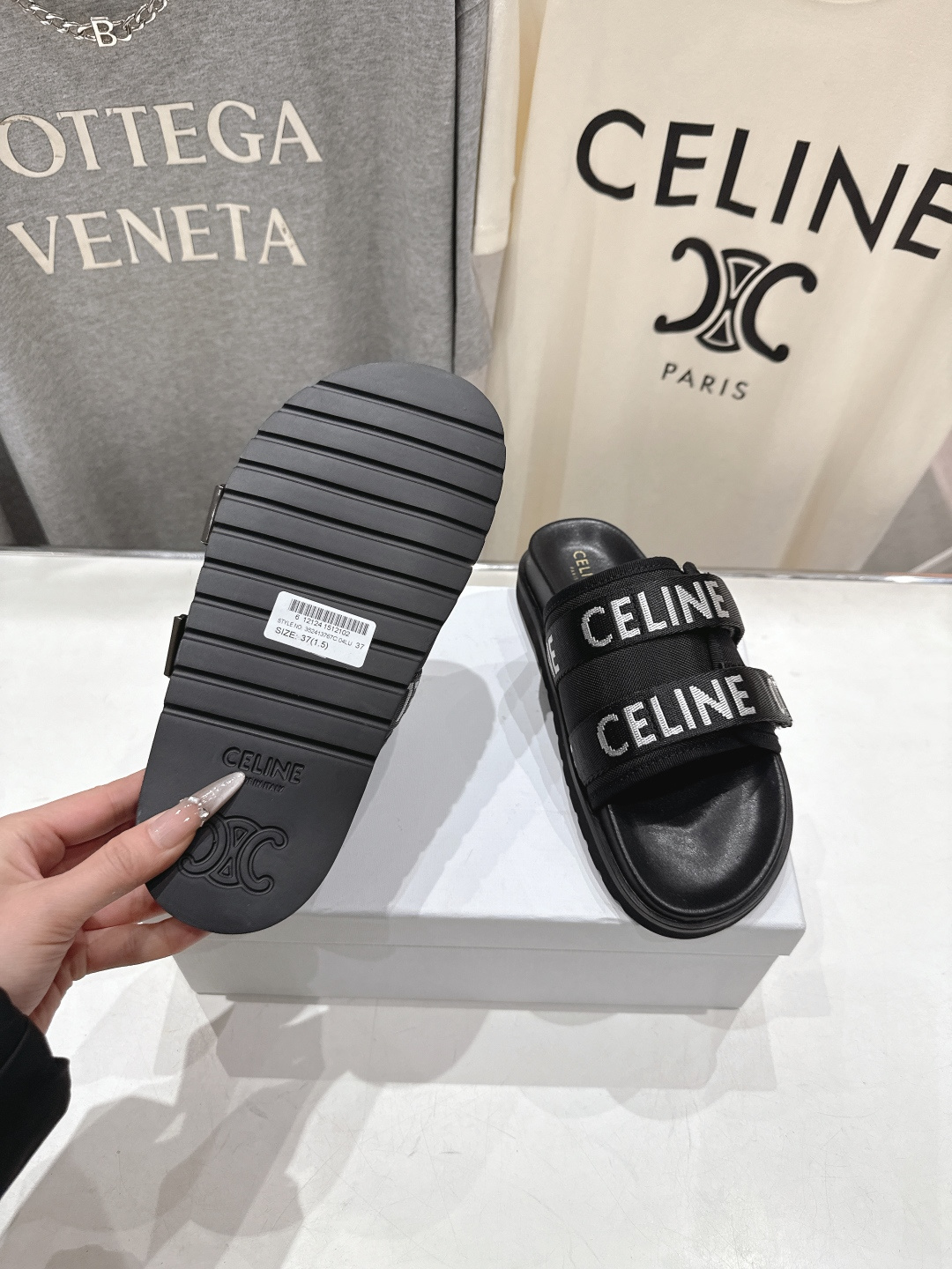 高版本出厂 Celine*塞琳F035 2026ss春夏新款勃肯半托魔术贴凉拖鞋高级感十足网红ins种草