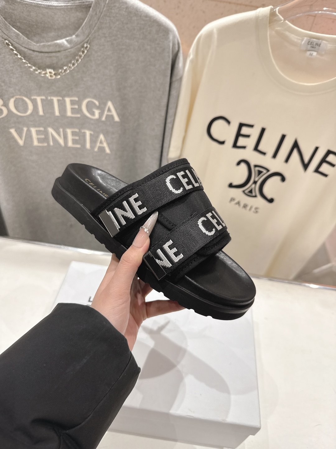 高版本出厂 Celine*塞琳F035 2026ss春夏新款勃肯半托魔术贴凉拖鞋高级感十足网红ins种草